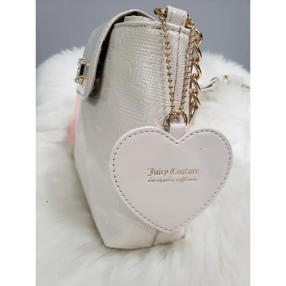 NWT JUICY COUTURE‎ LIVE LAUGH CROSSBODY BAG Ivory Gold Off White y2k glam